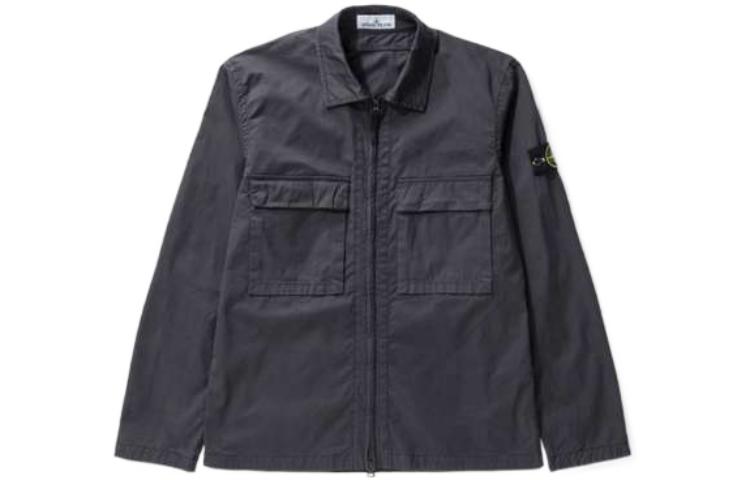 STONE ISLAND FW22 Elastic Cotton Gabardine Shirt Jacket Charcoal Grey Men 771511710-V0065