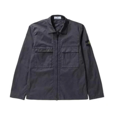 STONE ISLAND FW22 Elastic Cotton Gabardine Shirt Jacket Charcoal Grey Men 771511710-V0065