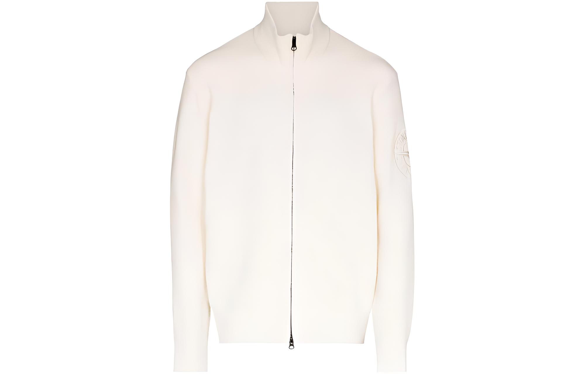 Stone Island FW22 Embroidered Logo Zip-Up Stand Collar Sweatshirt White Mens 7615531B5-V0099