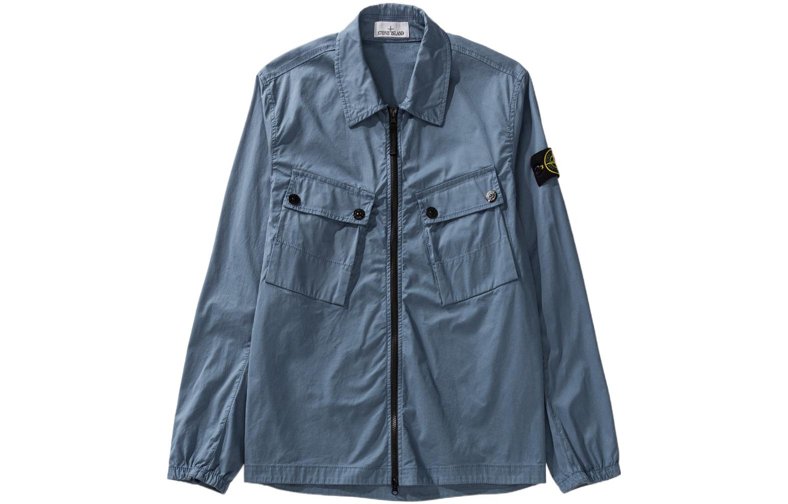 STONE ISLAND FW22 Fog Blue Casual Loose Fit Long-Sleeve Jacket Men’s. 771510910-V0024