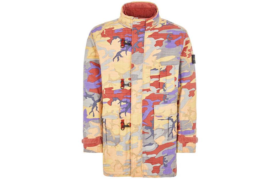 Order STONE ISLAND FW22 Jaket Lengan Panjang Bercetak Zip Penuh Jingga 7715442E2-V0032