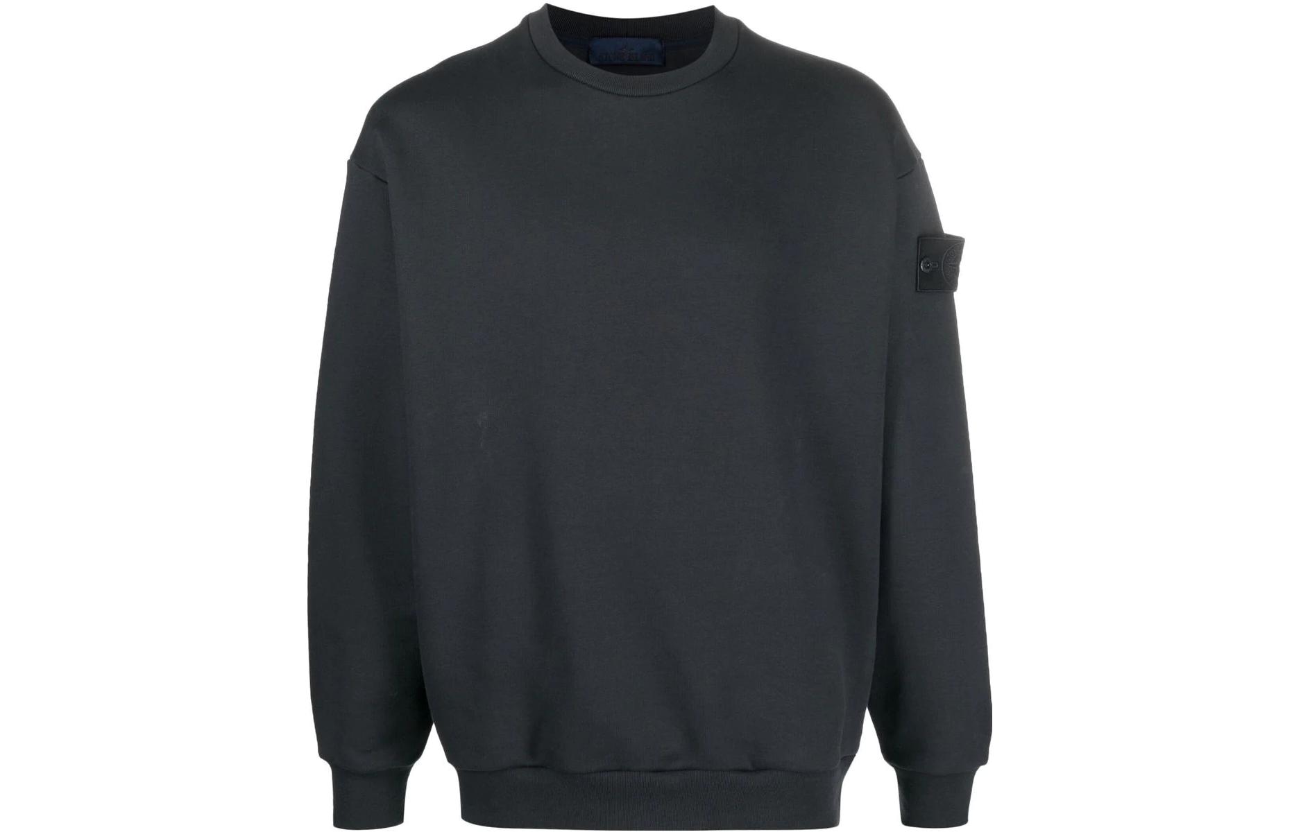 Stone Island FW22 Ghost Series Black Badge Crewneck Sweatshirt Midnight Blue 7715633F3-V0020