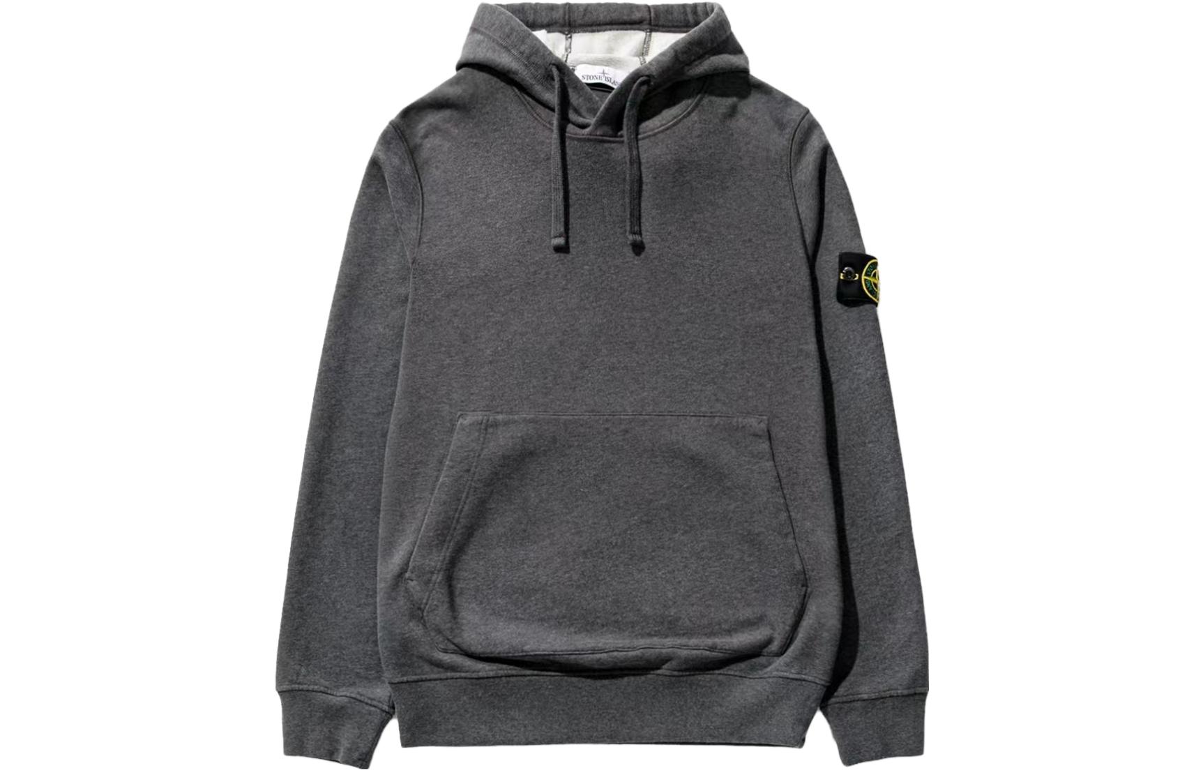Stone Island FW22 Gray Pullover Hoodie with Logo for Men 771564120-V0M67