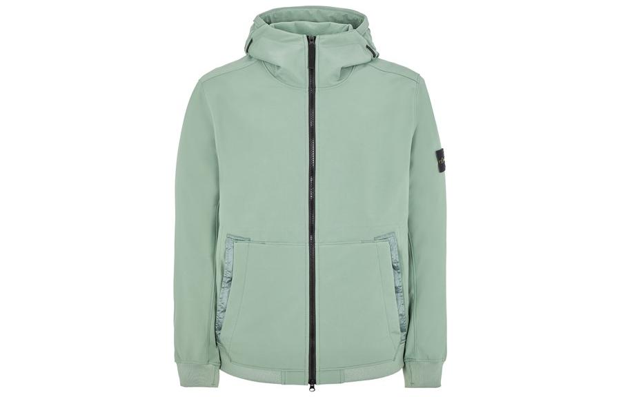 Stone Island FW22 Green Hoodie Jacket with Logo Patch and Zipper for Men 7715Q0122-V0055