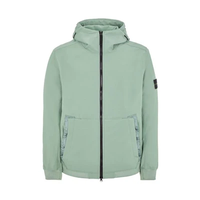 Stone Island FW22 Green Hoodie Jacket with Logo Patch and Zipper for Men 7715Q0122-V0055