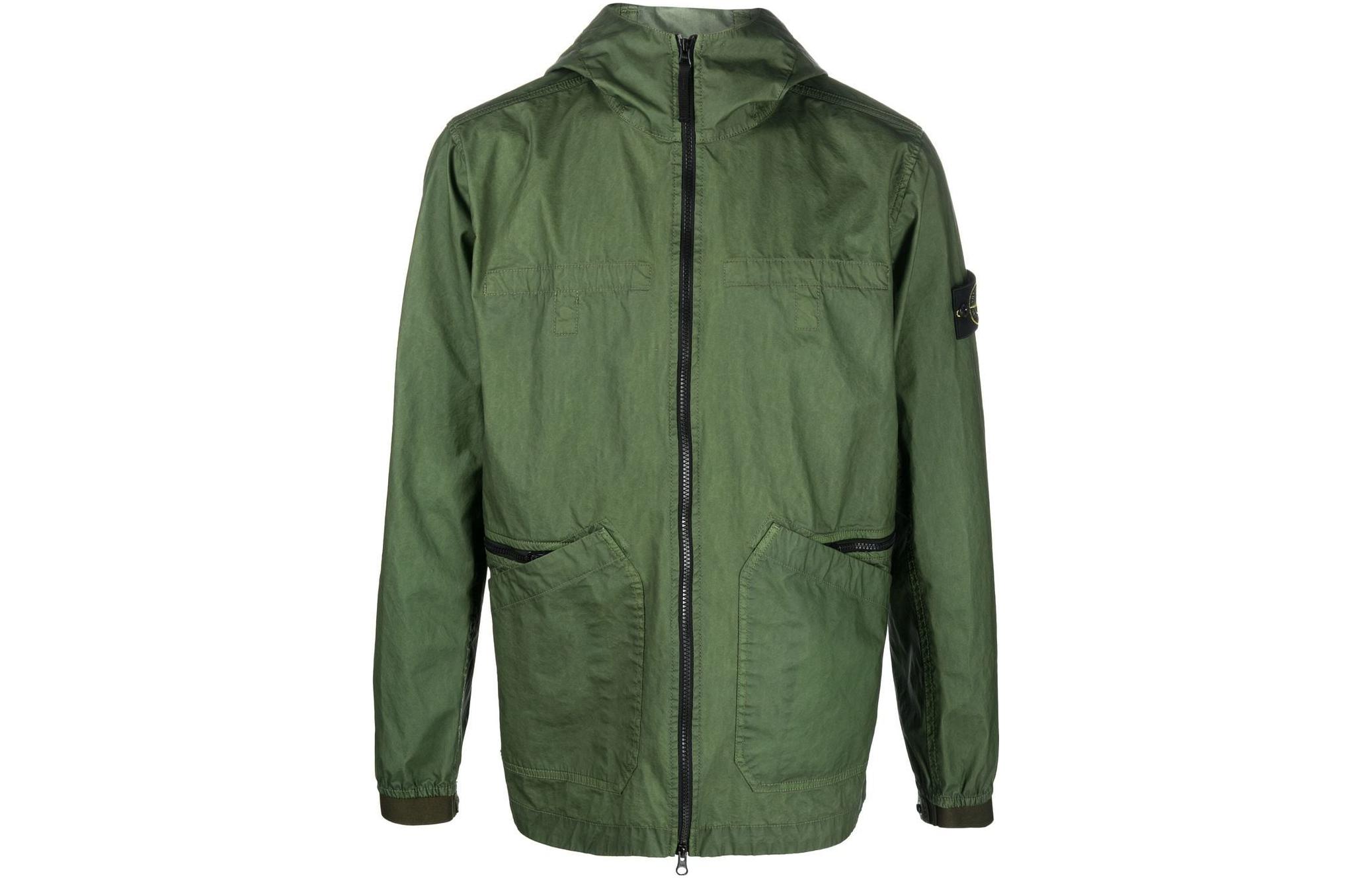 Stone Island FW22 Green Logo Patch Hooded Jacket Long Sleeve 761541630-V0058