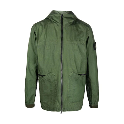 Stone Island FW22 Green Logo Patch Hooded Jacket Long Sleeve 761541630-V0058