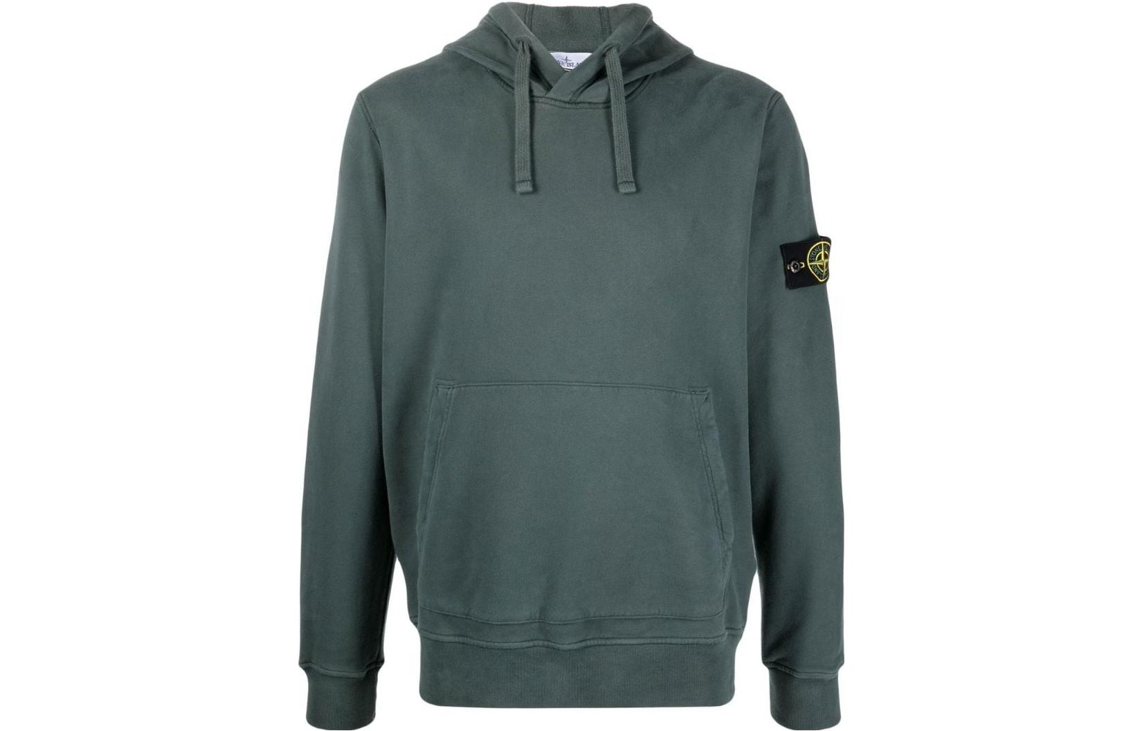 Stone Island FW22 Green Logo Patch Hooded Sweatshirt 771564120-V0057