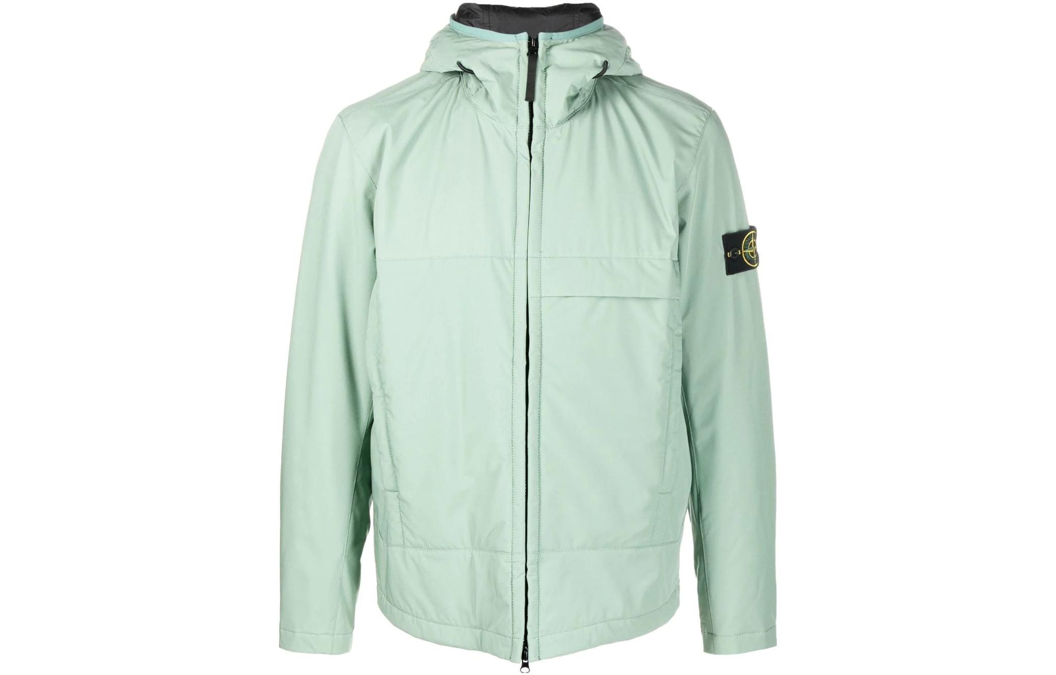 Stone Island FW22 Green Logo Patch Zip-Up Hoodie Jacket 771540527-V0055