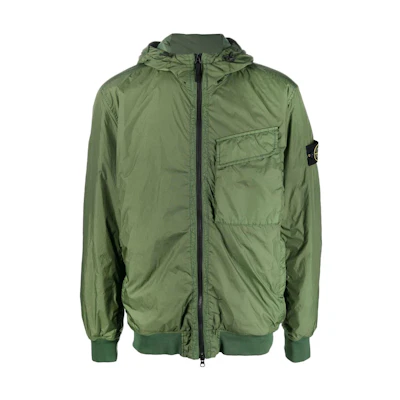 Stone Island FW22 Green Pocket Logo Loose Fit Zip-Up Hoodie Jacket Style 771540723-V0058