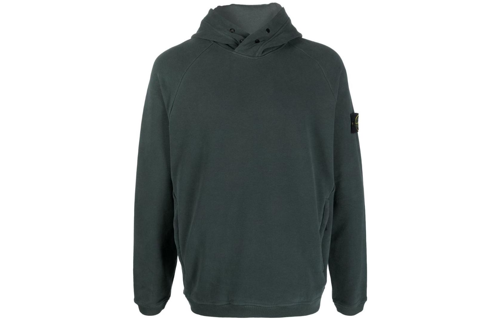 Stone Island FW22 Green Pullover Hoodie with Logo Patch for Men 771561051-V0057