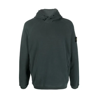 Stone Island FW22 Green Pullover Hoodie with Logo Patch for Men 771561051-V0057