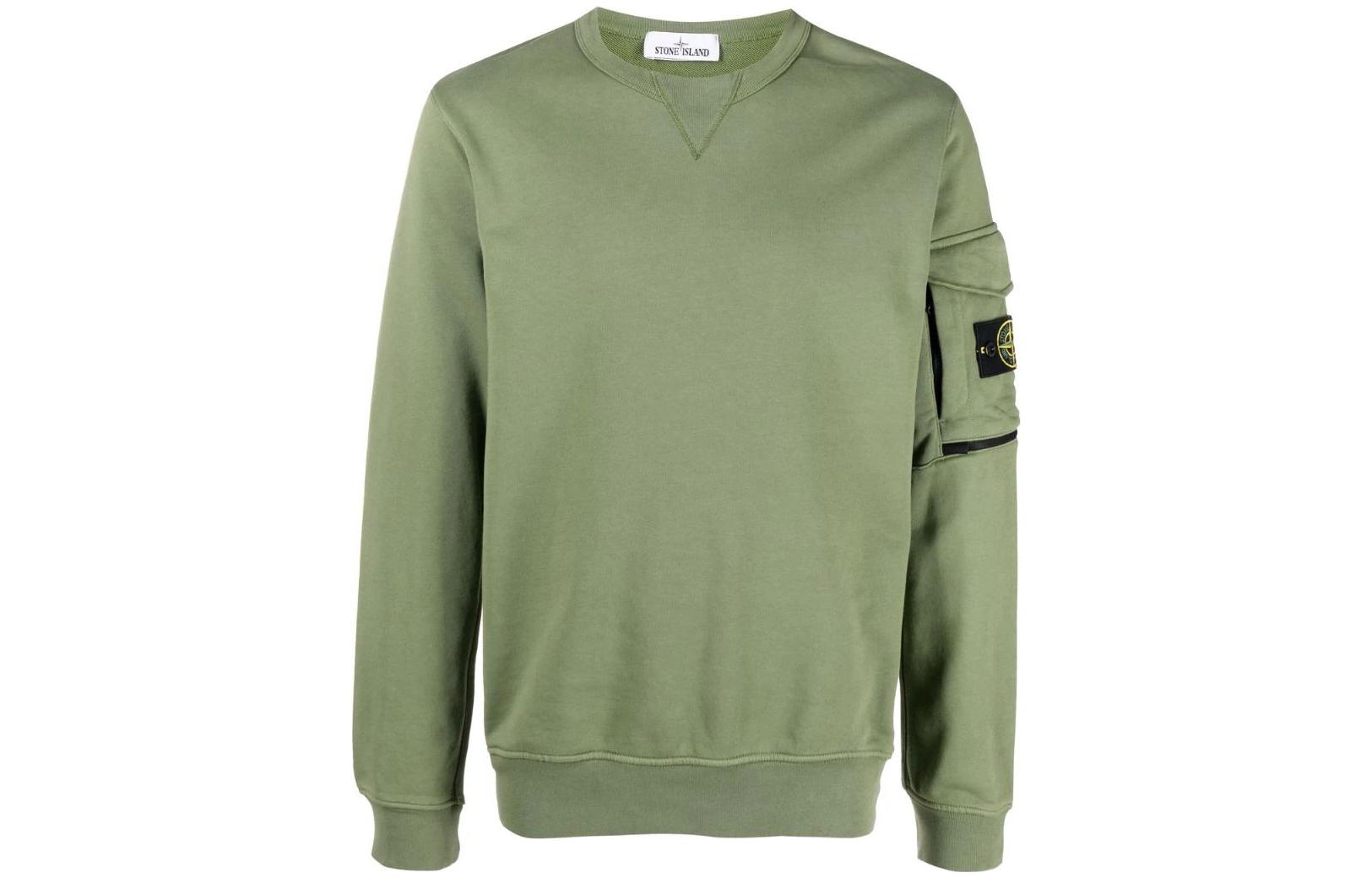 Stone Island FW22 Green Pullover Sweatshirt with Logo Patch for Men 761561151-V0058
