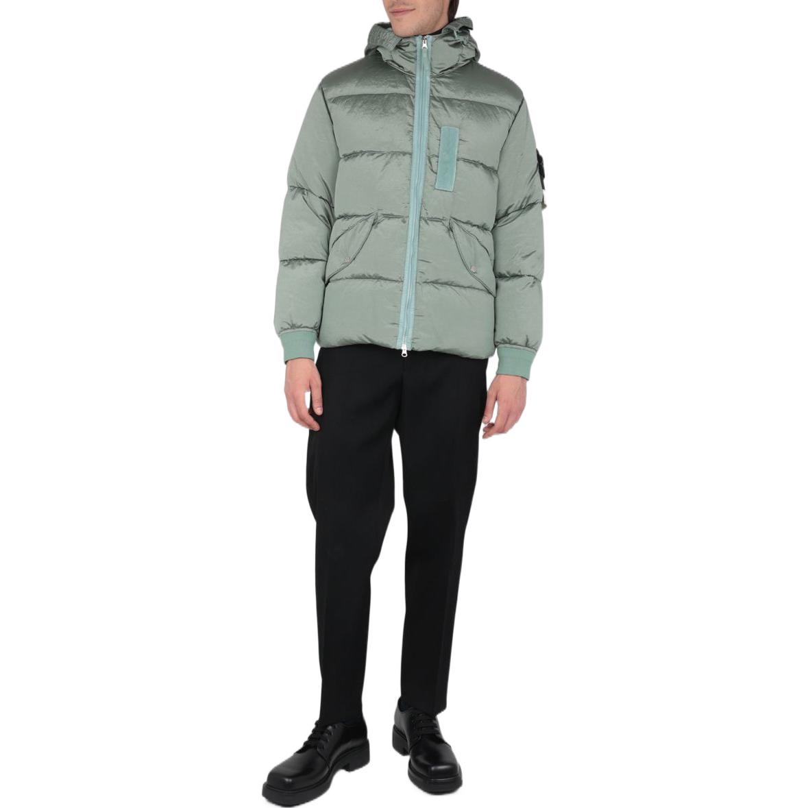 Stone Island FW22 Green Quilted Logo Patch Hooded Down Jacket Unisex. 771543619-V0055 圖 4