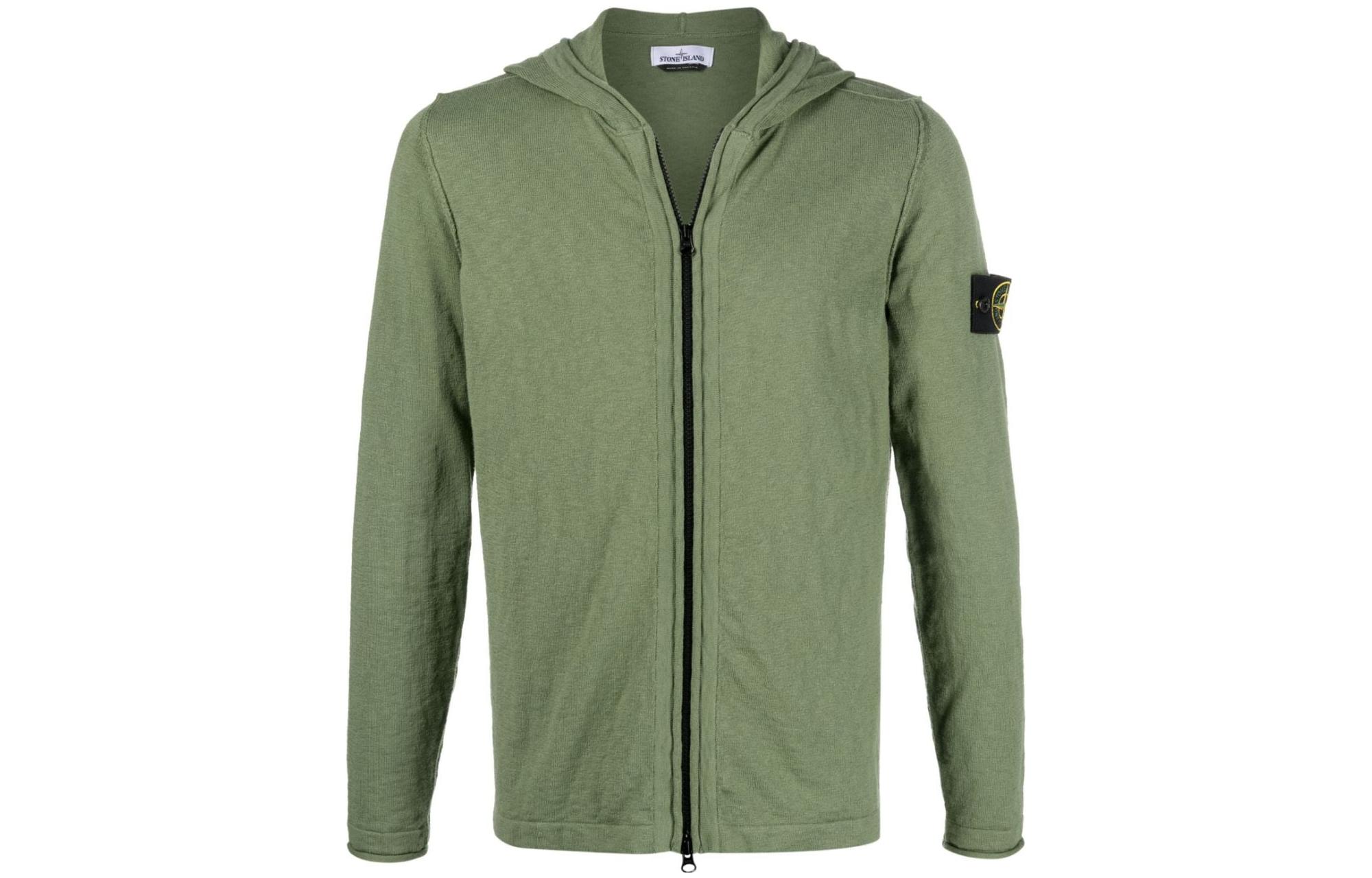 Stone Island FW22 Green Slim Fit Zip-Up Hoodie 7615544B0-V0058