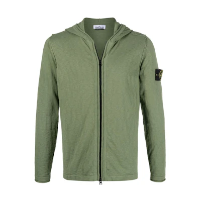 Stone Island FW22 Green Slim Fit Zip-Up Hoodie 7615544B0-V0058