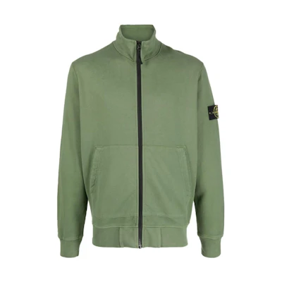 STONE ISLAND FW22 Green Solid Zipper Sweatshirt for Men 771564320-V0058