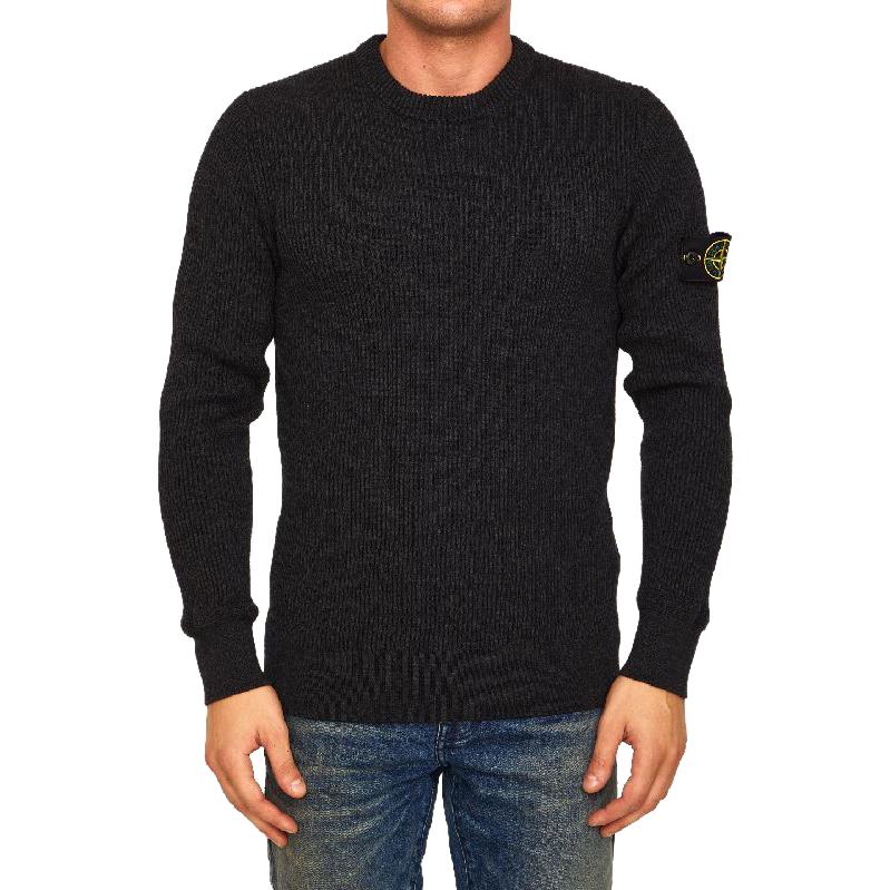 STONE ISLAND FW22 Grey Logo Patch Ribbed Wool Pullover Sweater Men 7715553C2-V0065 圖 3