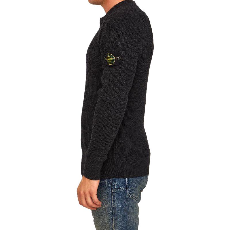 STONE ISLAND FW22 Grey Logo Patch Ribbed Wool Pullover Sweater Men 7715553C2-V0065 圖 5