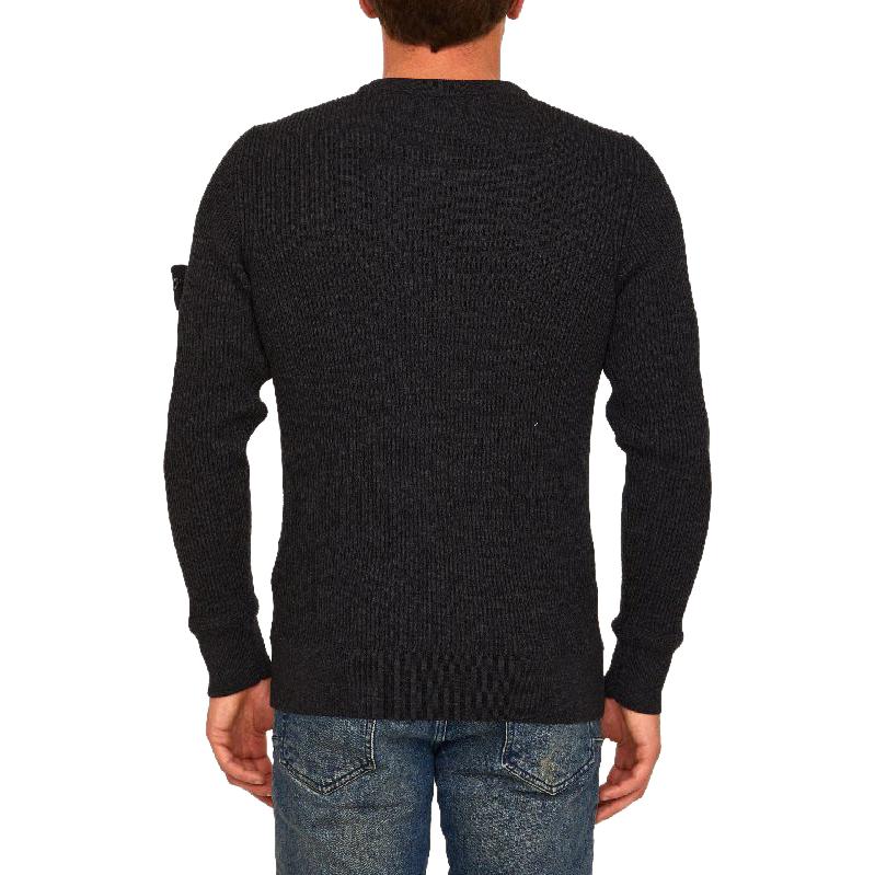 STONE ISLAND FW22 Grey Logo Patch Ribbed Wool Pullover Sweater Men 7715553C2-V0065 圖 6