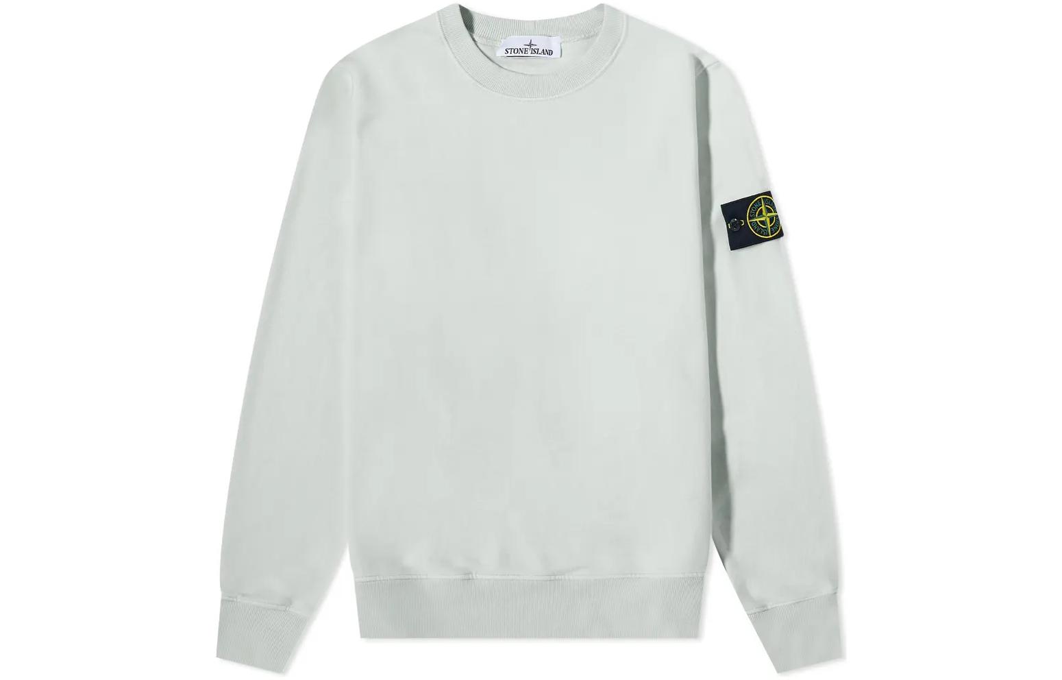 Stone Island FW22 Grey Logo Pullover Casual Sweatshirt for Men 771563020-V0061