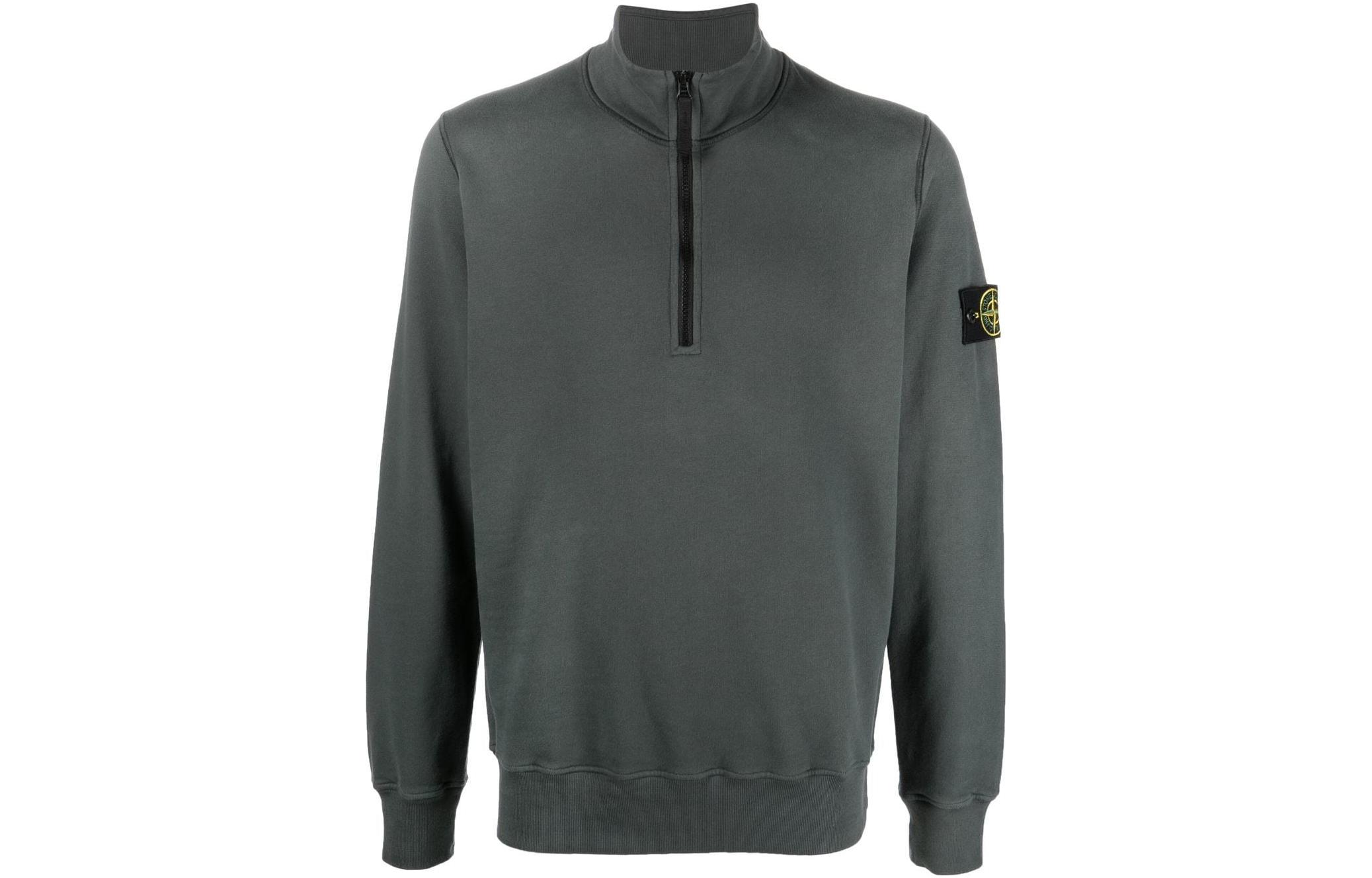 Stone Island FW22 Grey Zip-Up Collar Sweatshirt for Men 771561920-V0057