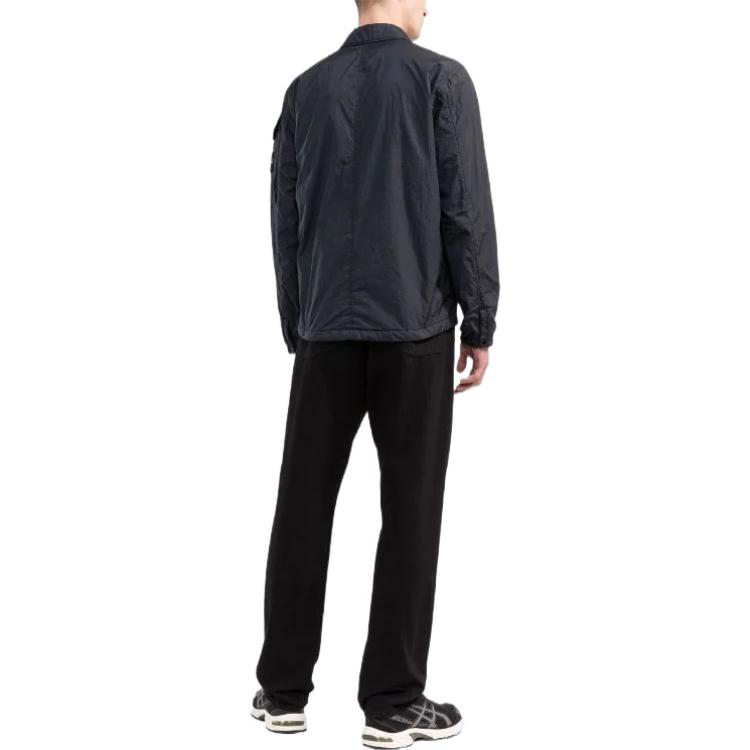 Stone Island FW22 High-Shine Crinkle Nylon Shirt Jacket Navy Blue Mens 771510223-V0020 圖 4