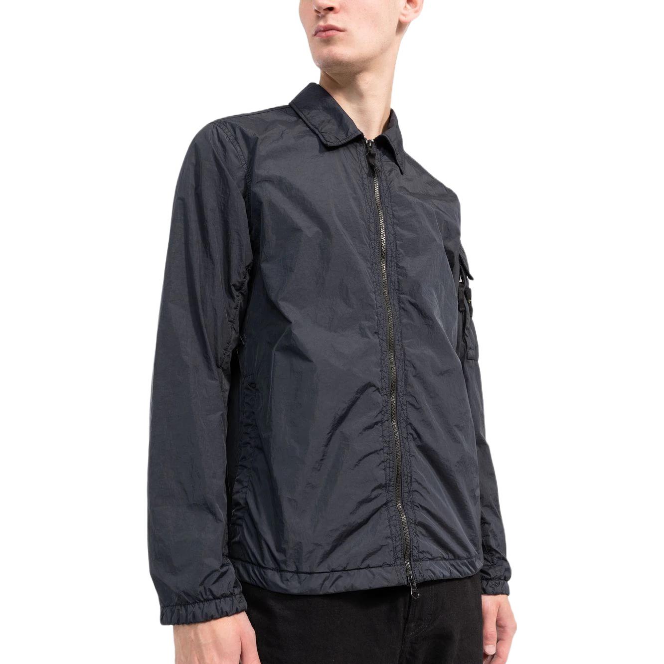 Stone Island FW22 High-Shine Crinkle Nylon Shirt Jacket Navy Blue Mens 771510223-V0020 圖 5