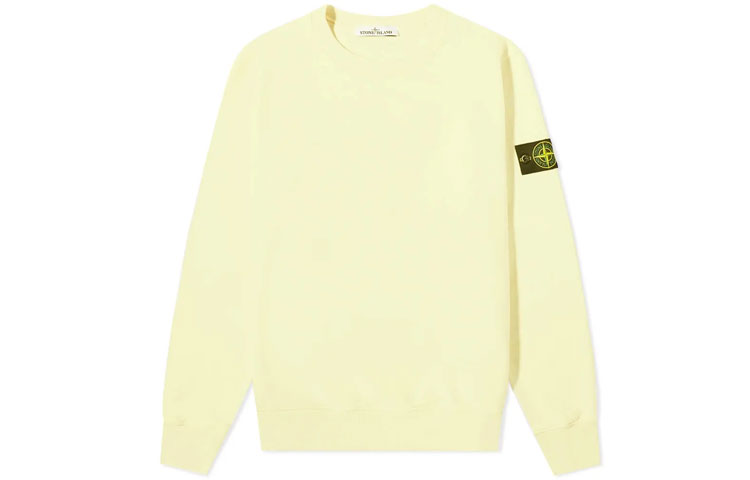 Stone Island FW22 Lemon Yellow Crewneck Fleece Pullover Sweatshirt 771563020-V0031