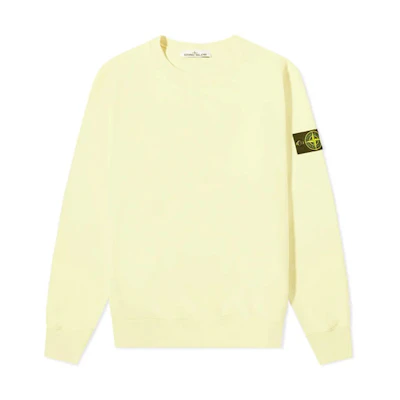 Stone Island FW22 Lemon Yellow Crewneck Fleece Pullover Sweatshirt 771563020-V0031