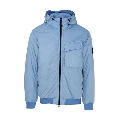 Stone Island FW22 Light Blue Solid Color Logo Patch Hooded Jacket Men 771540723-V0046