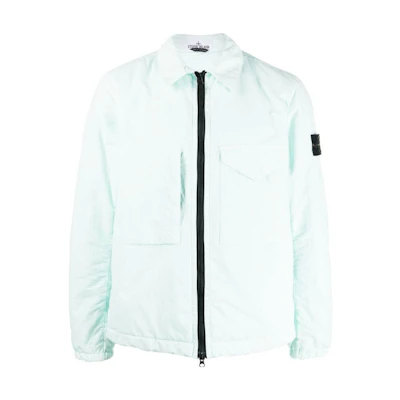 Stone Island FW22 Light Blue Zip-Up Hooded Jacket with Collar 7715Q0321-V0044