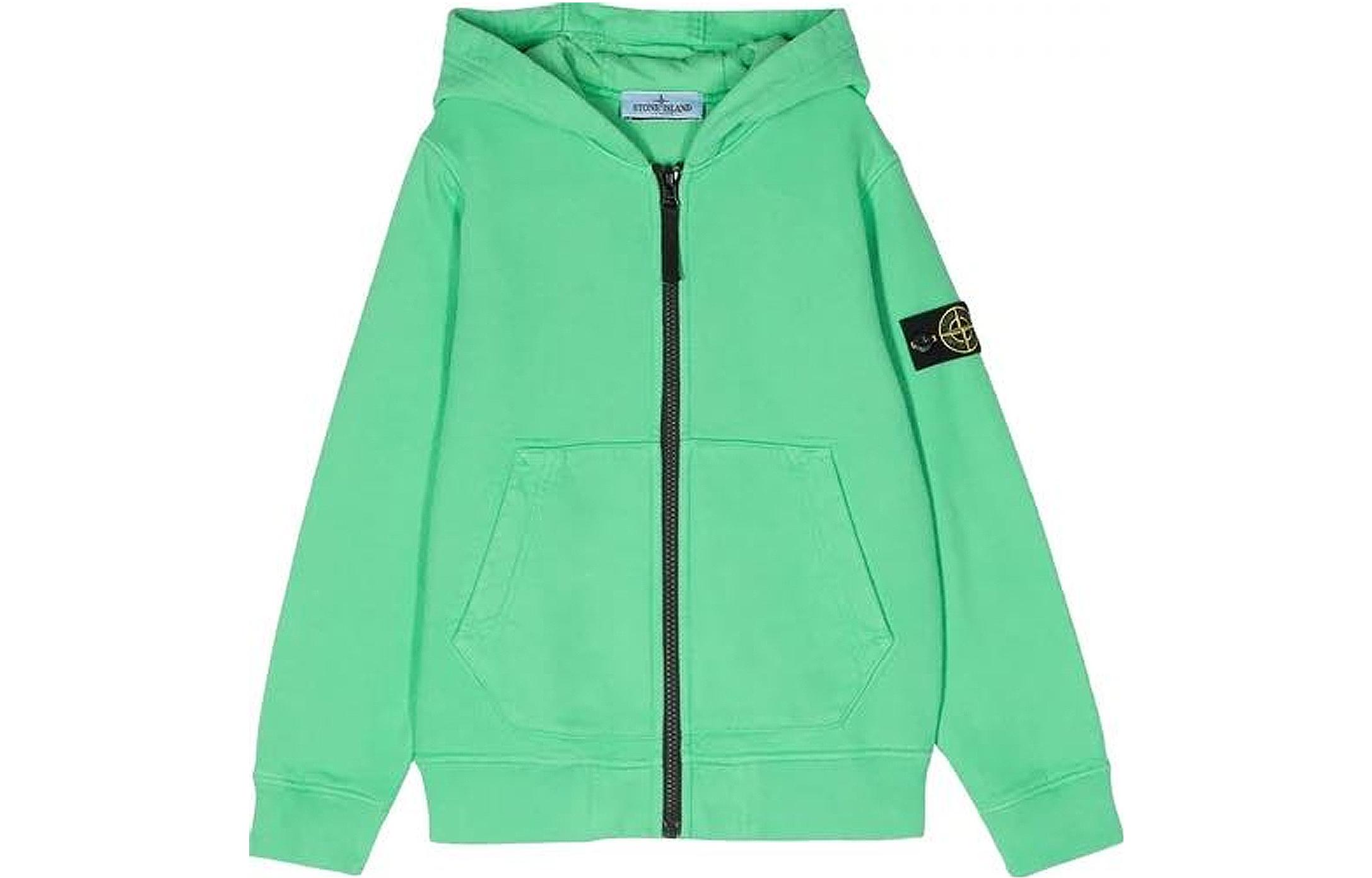 Stone Island FW22 Light Green Logo Fleece Jacket Casual Sportswear 771564220-V0052