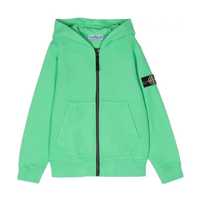 Stone Island FW22 Light Green Logo Fleece Jacket Casual Sportswear 771564220-V0052