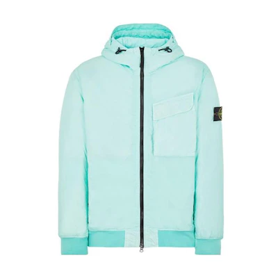 Stone Island FW22 Light Green Logo Zip Hoodie Jacket for Men 771540723-V0052