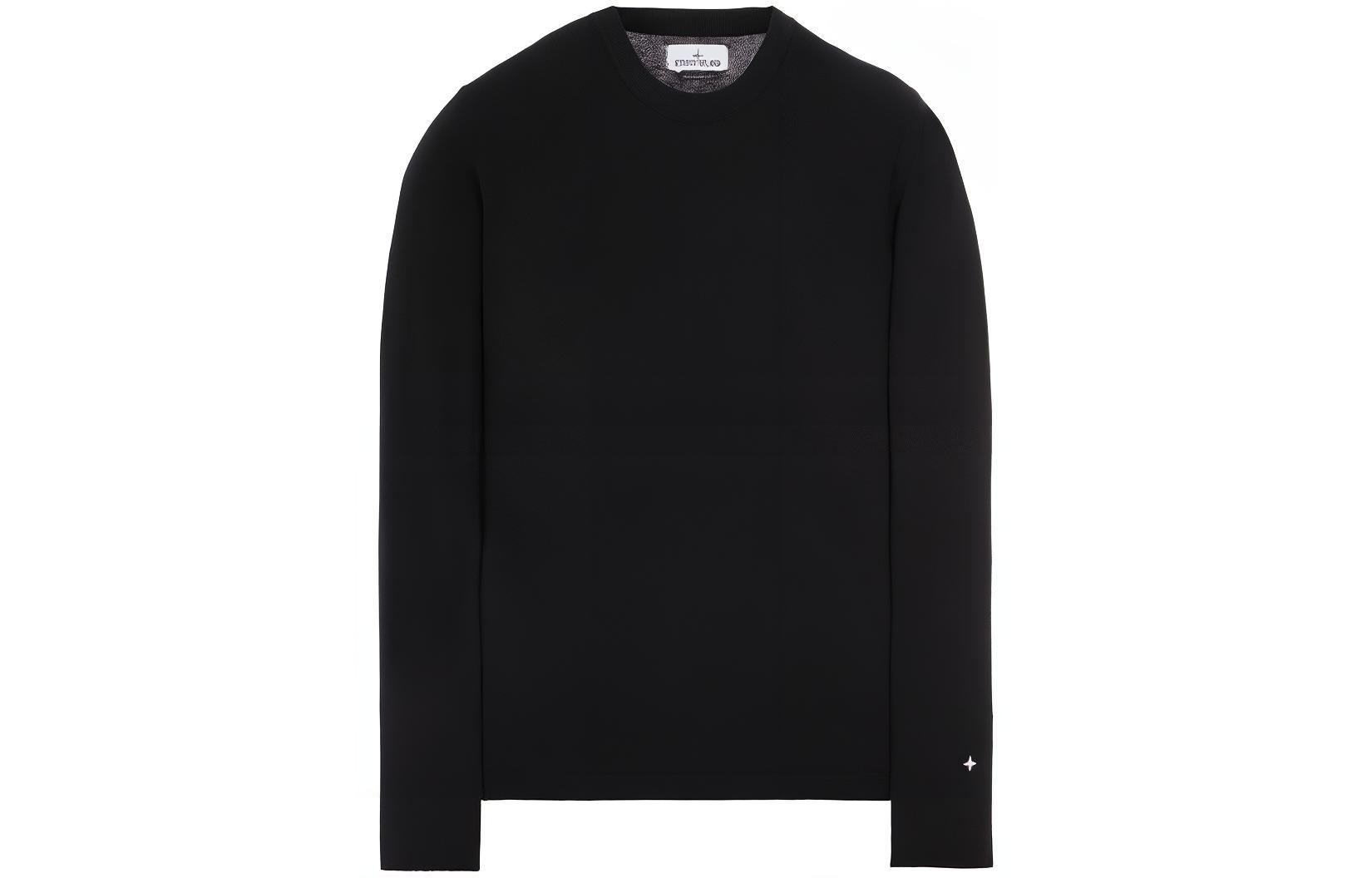 STONE ISLAND FW22 Logo Embroidered Crewneck Pullover Sweater Black () 7715502GA-V0029