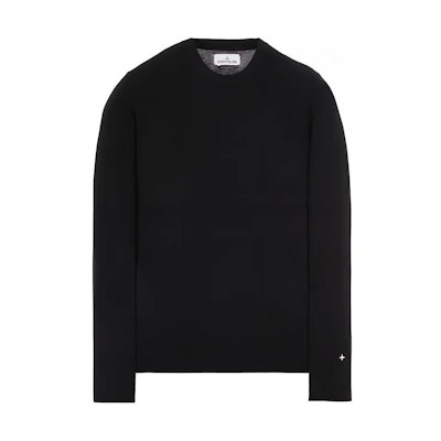 STONE ISLAND FW22 Logo Embroidered Crewneck Pullover Sweater Black () 7715502GA-V0029