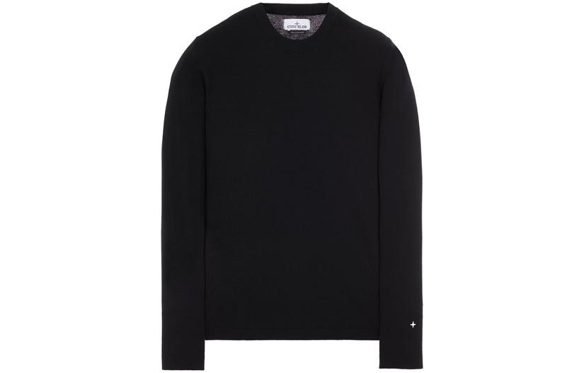 Order STONE ISLAND FW22 Sweater Crewneck Logo Bordir Hitam Pullover. 7715502GA-V0029