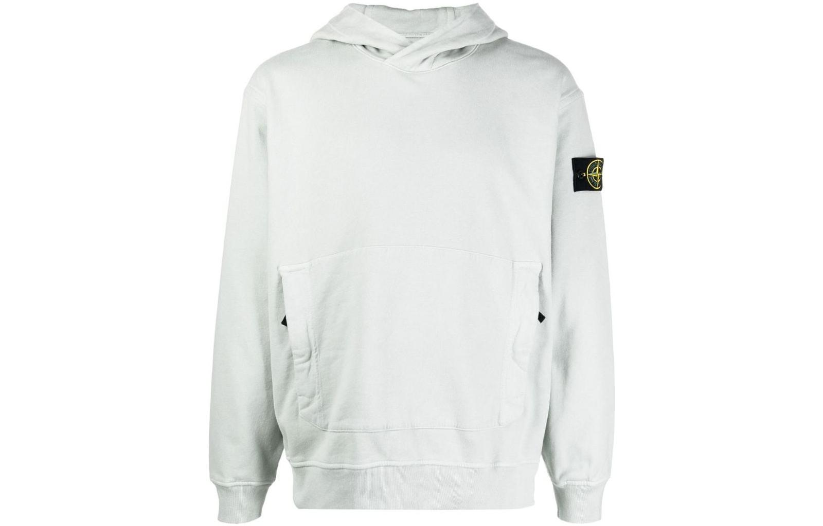 Stone Island FW22 Logo Embroidered Hoodie Light Grey Long Sleeve 771561820-V0061