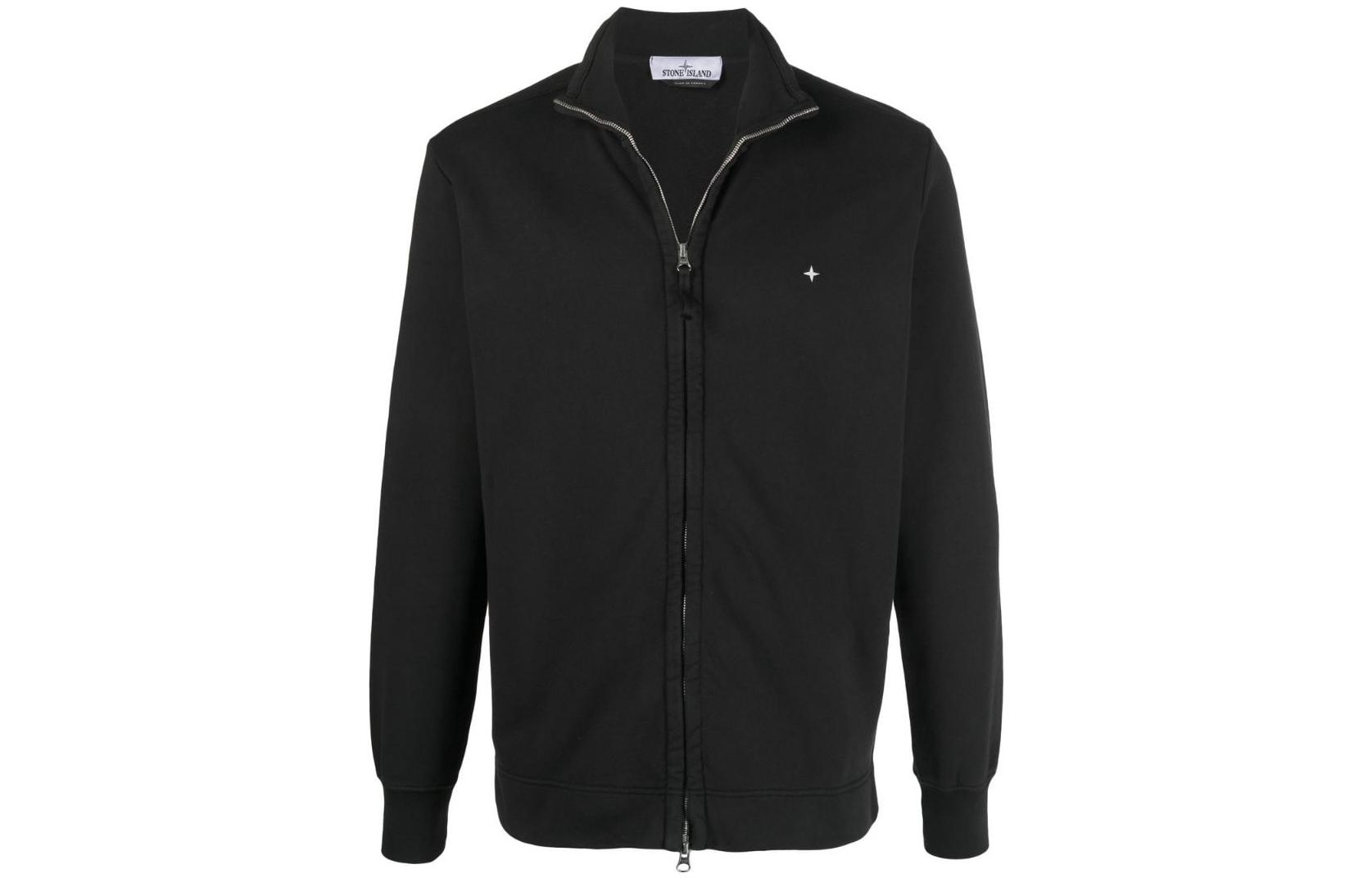 Stone Island FW22 Logo Embroidered Zip Polo Sweatshirt Black 761561751-V0029