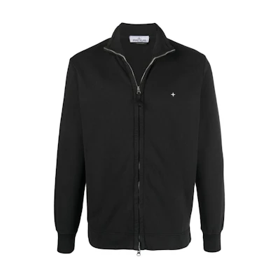 Stone Island FW22 Logo Embroidered Zip Polo Sweatshirt Black 761561751-V0029