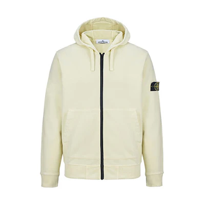 Stone Island FW22 Logo Hoodie Jacket Cream Yellow Men’s Casual Fleece 771564220-V0035