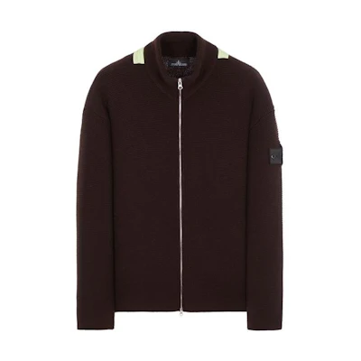 Stone Island FW22 Logo Knit Stripe Track Jacket Brown Long Sleeve Outerwear 77155142U-V0086