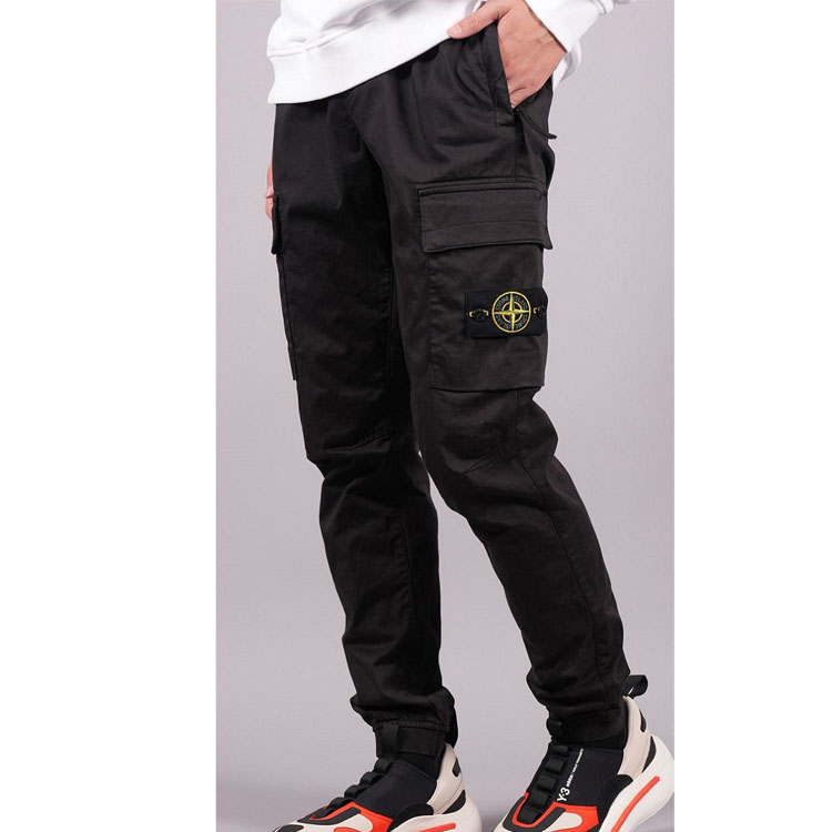 Sizing STONE ISLAND FW22 Seluar Cargo Logo Patch Hitam Pakaian Lelaki 771531314-V0029