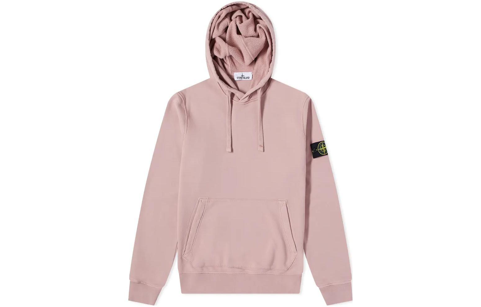 Stone Island FW22 Logo Patch Drawstring Hoodie Gray Pink Color 771564120-V0086