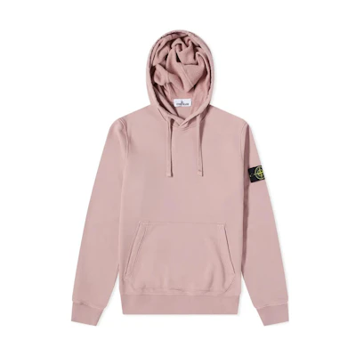 Stone Island FW22 Logo Patch Drawstring Hoodie Gray Pink Color 771564120-V0086
