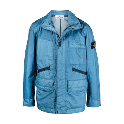 Stone Island FW22 Logo Patch High Neck Long Sleeve Jacket Blue 761540123-V0046