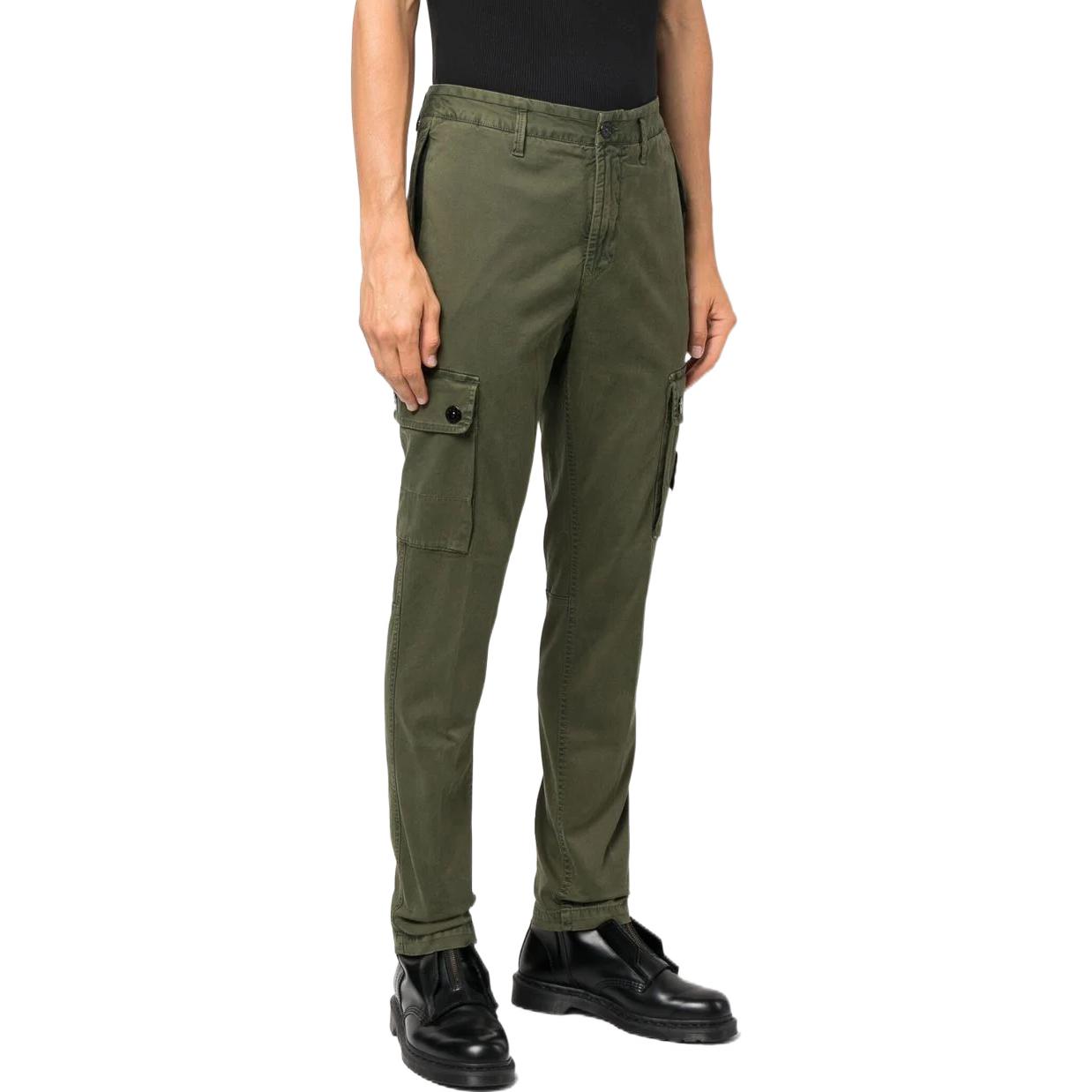 Purchase Stone Island FW22 Seluar Kargo Hijau Tentera Lelaki Logo Patch Straight-Leg 7715303L1-V0158