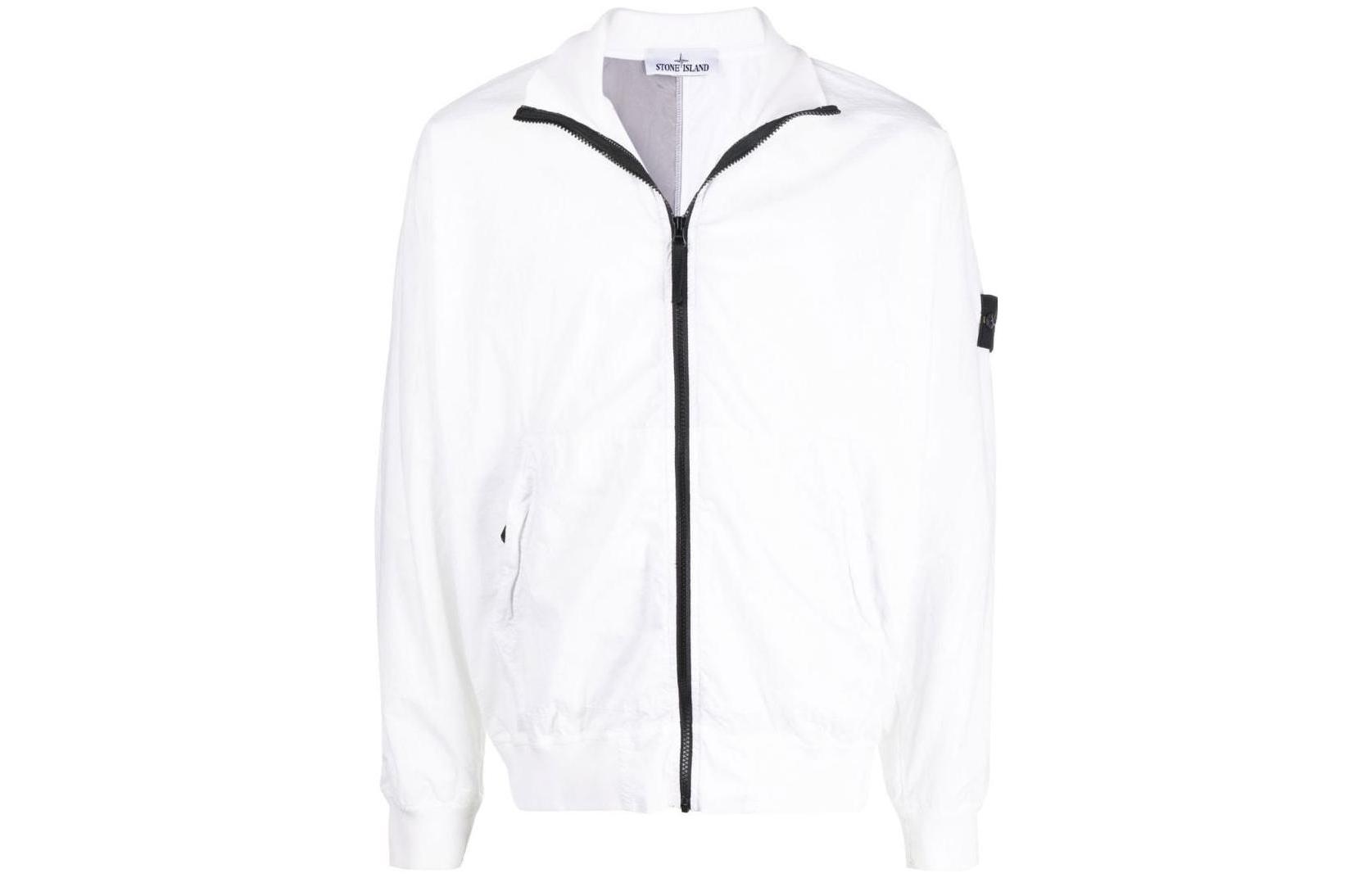 Stone Island FW22 Logo Patch Zip Jacket White Outerwear 761560354