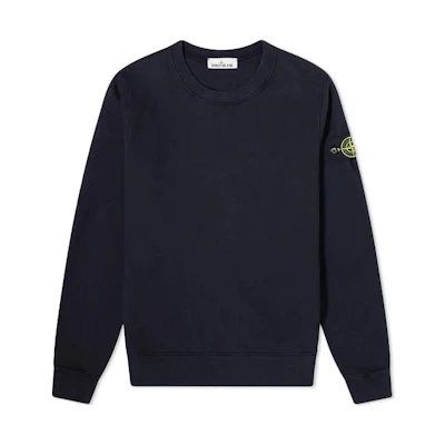 Stone Island FW22 Logo Print Crewneck Long Sleeve Sweatshirt Navy Blue Mens 751563020-V0020